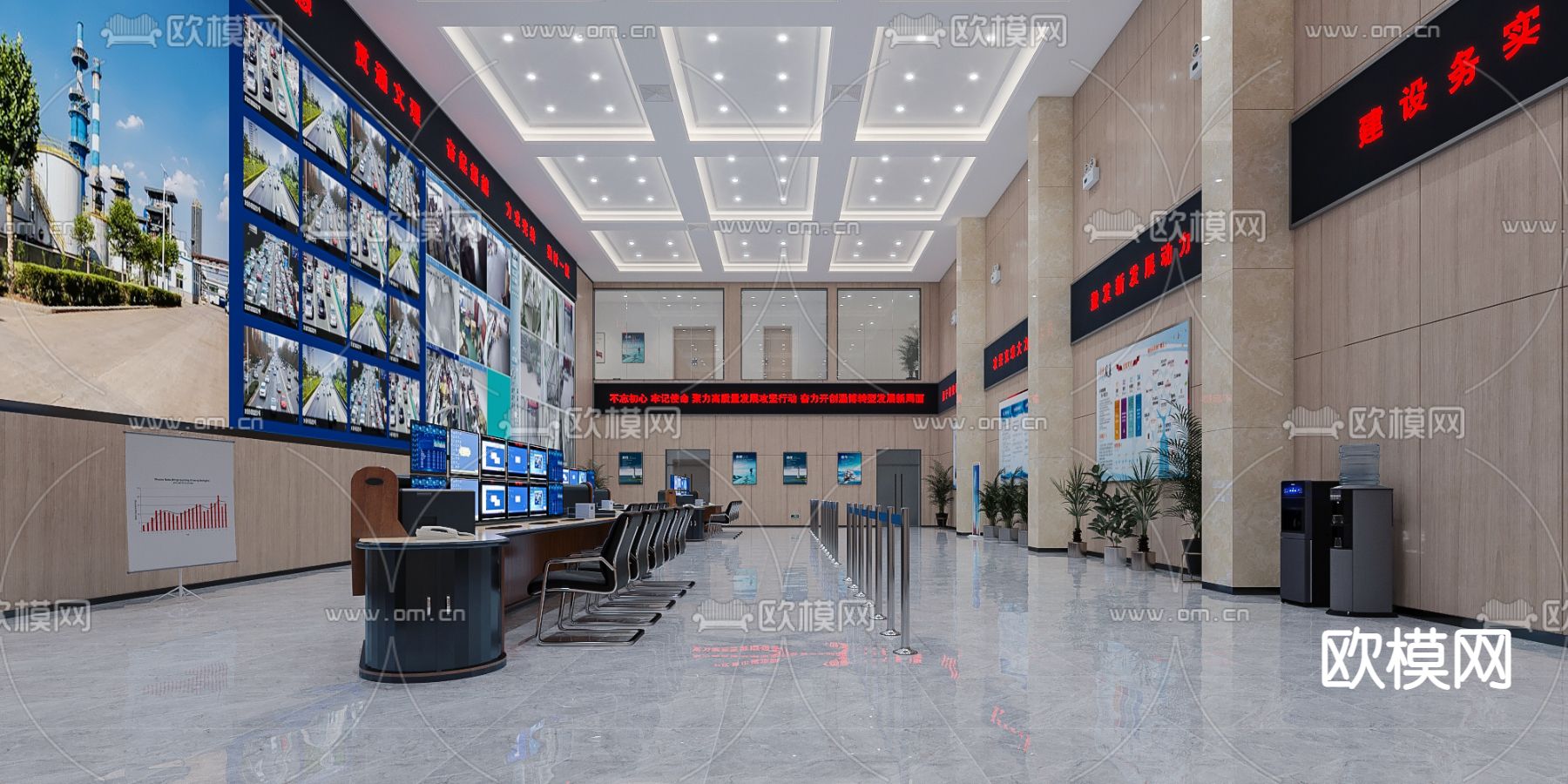 现代监控室中控大厅3d模型下载（渲染图2）