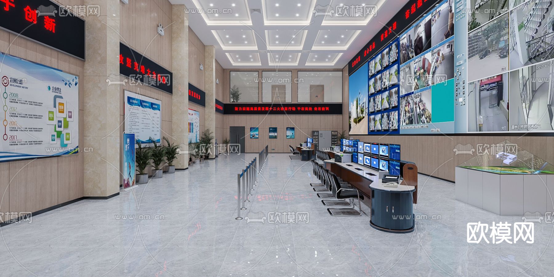 现代监控室中控大厅3d模型下载（渲染图3）