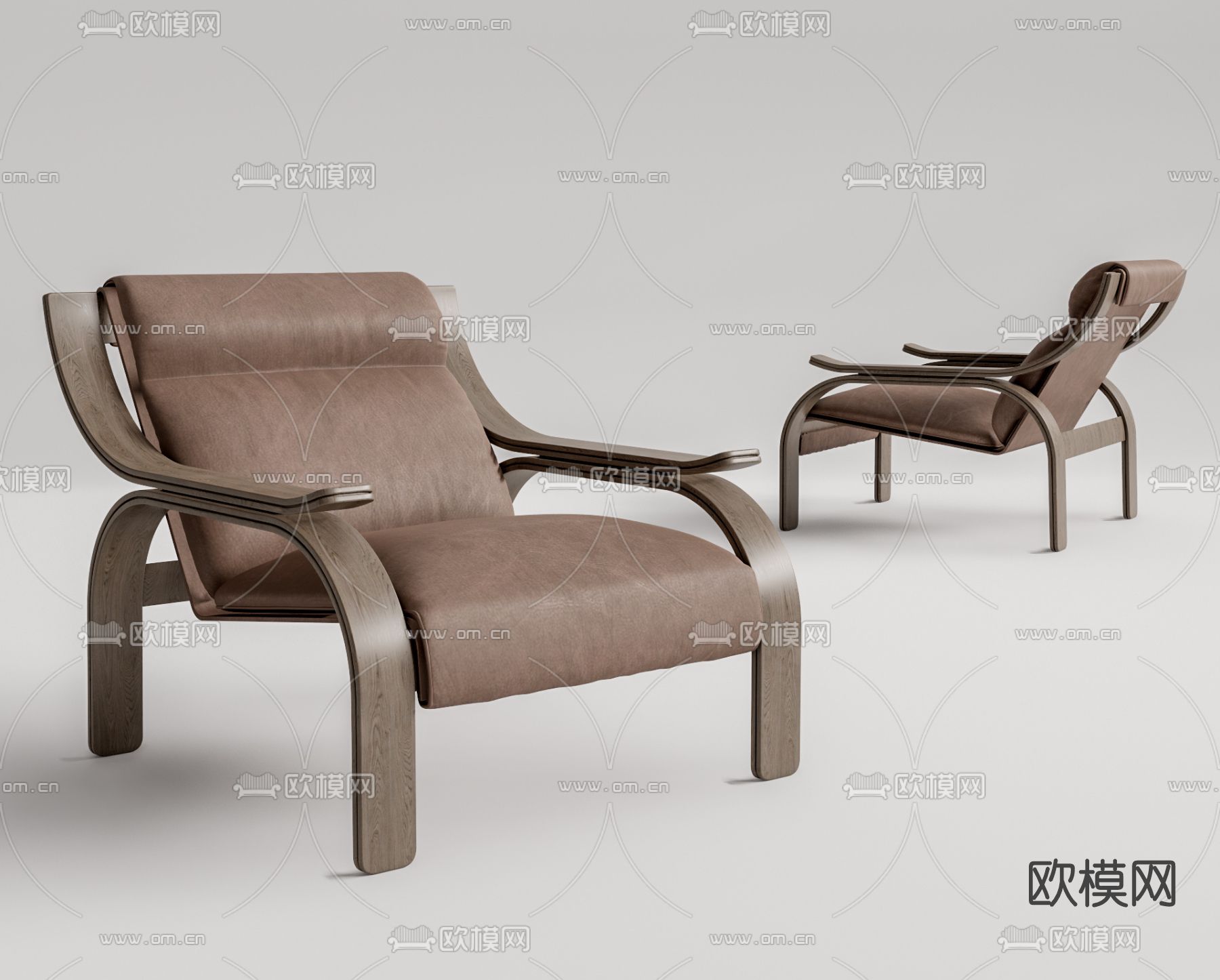 现代皮革休闲椅su模型