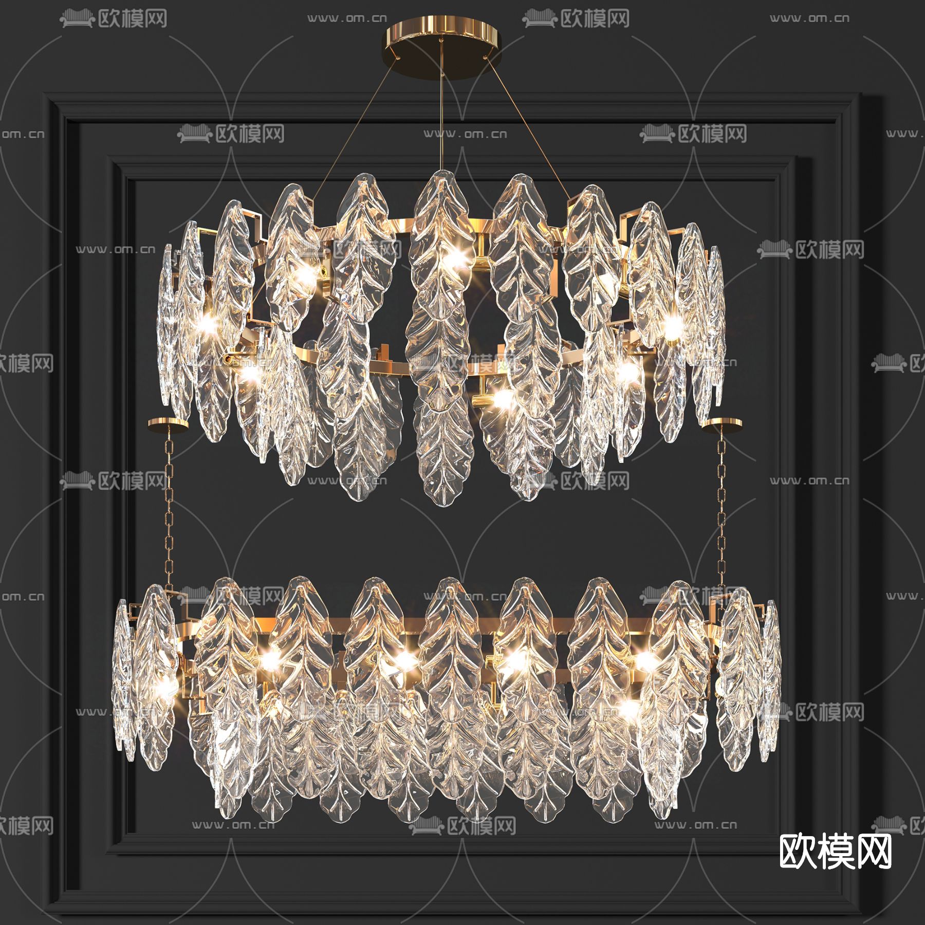 现代轻奢水晶吊灯3d模型下载