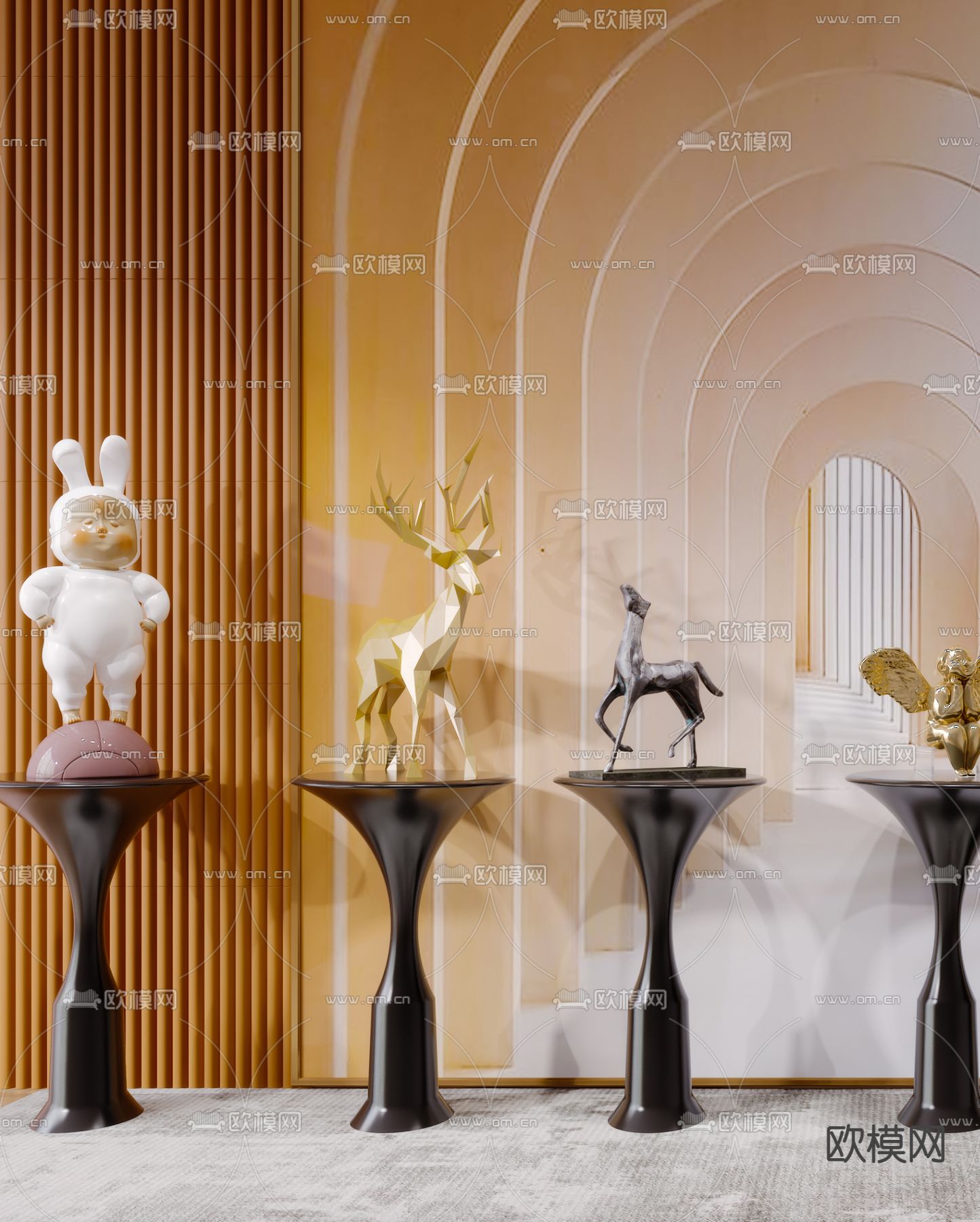 现代轻奢雕塑3d模型下载（渲染图3）