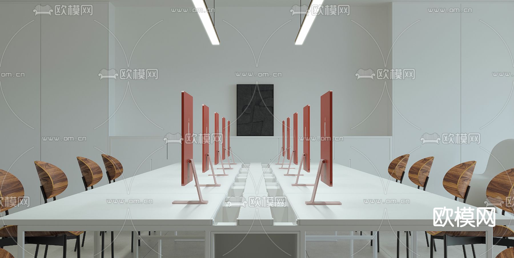 现代敞开式办公区3d模型