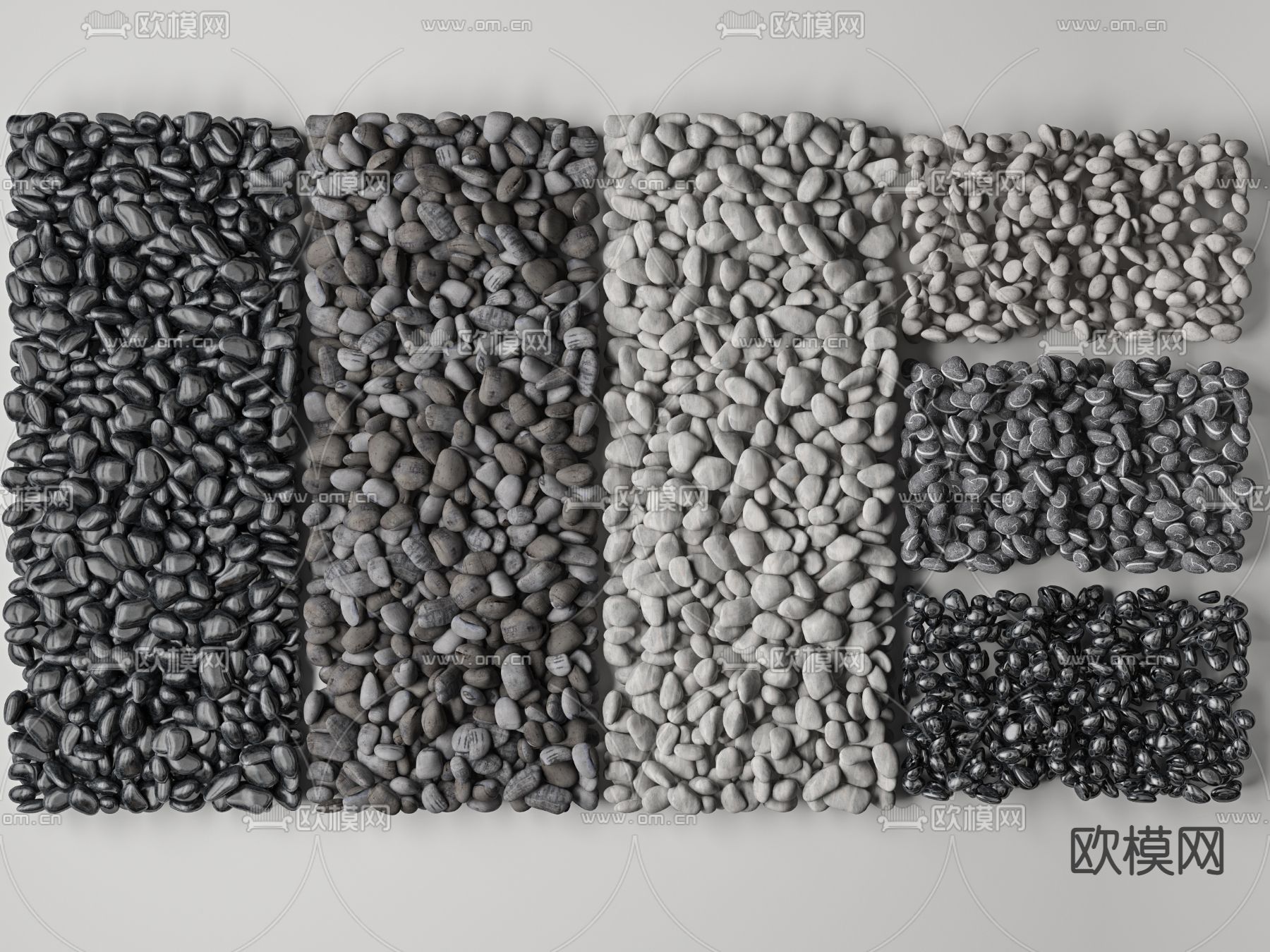 自然风碎石鹅卵石3d模型下载