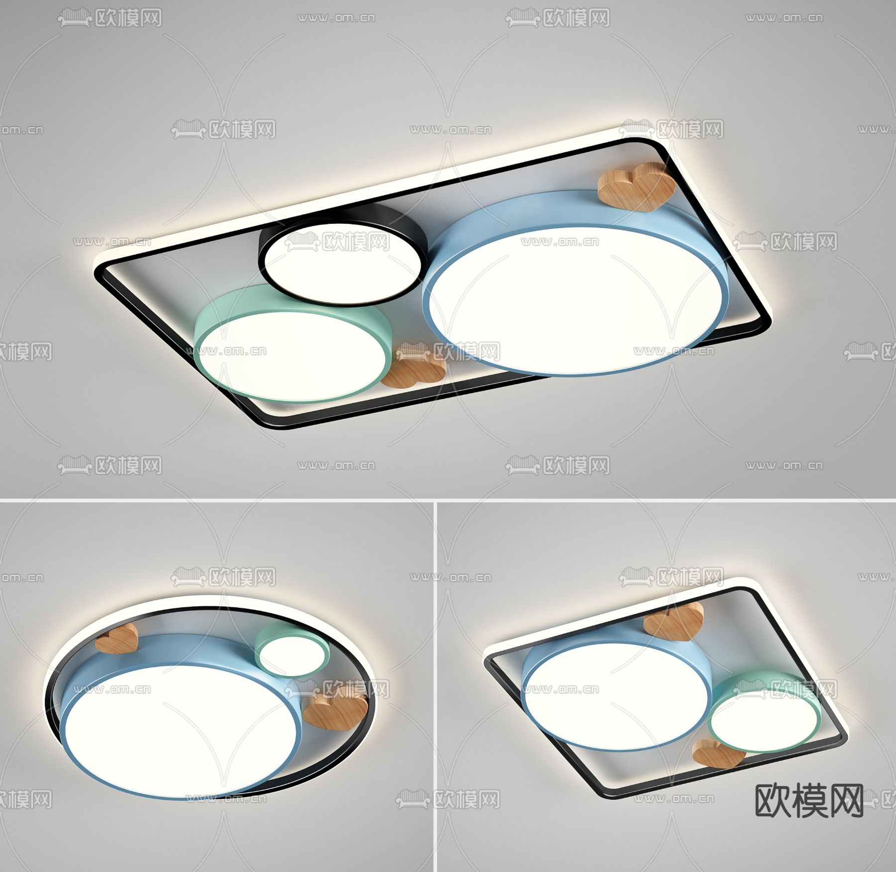 北欧几何吸顶灯3d模型下载