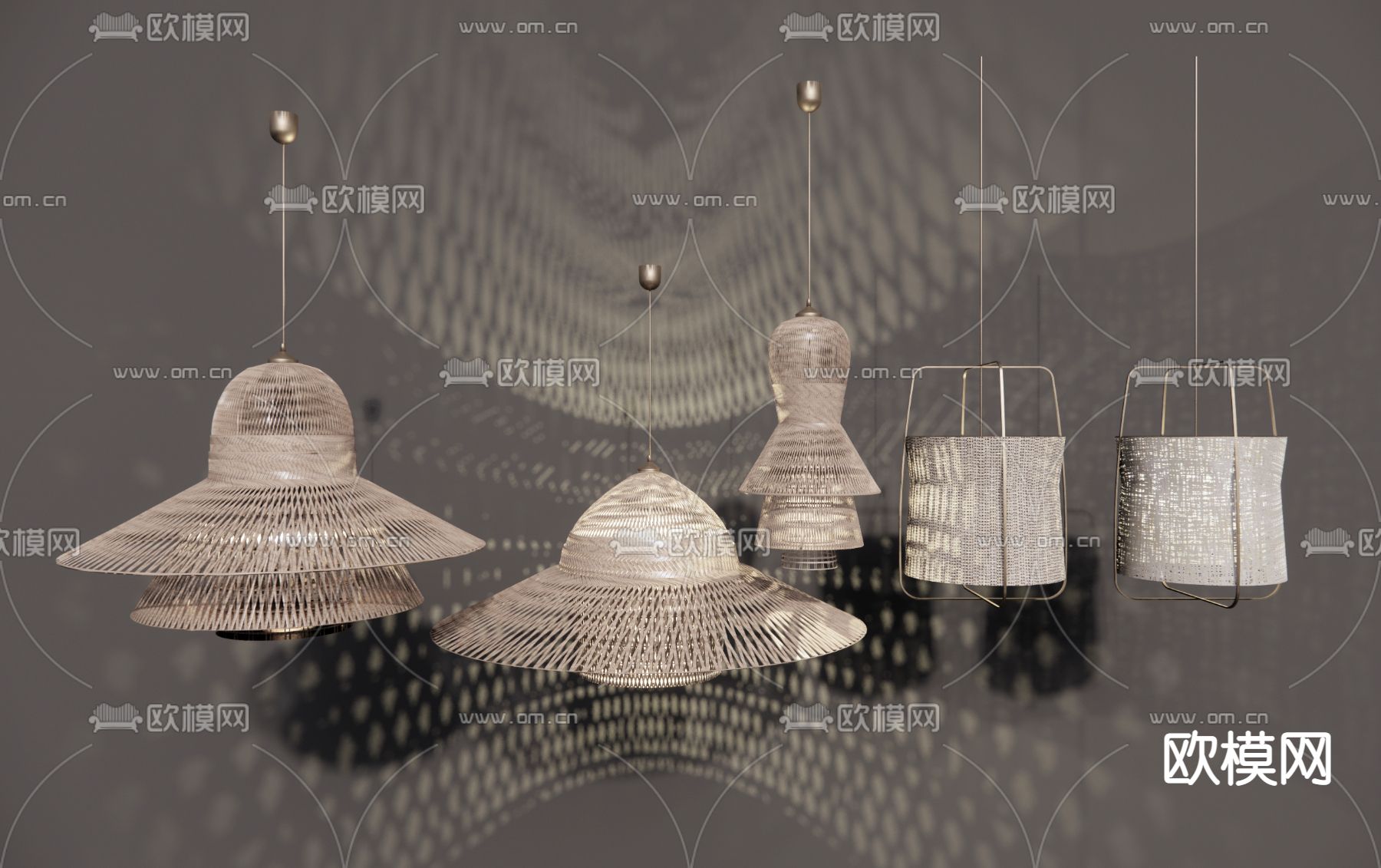 新中式茶室吊灯su模型下载（渲染图1）