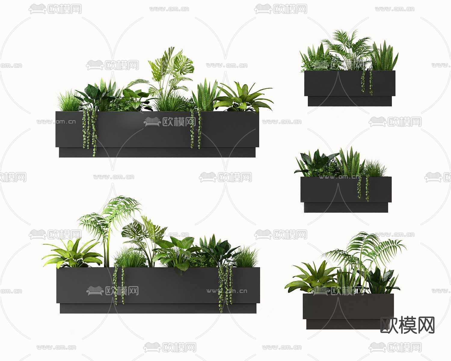 现代花坛盆栽su模型