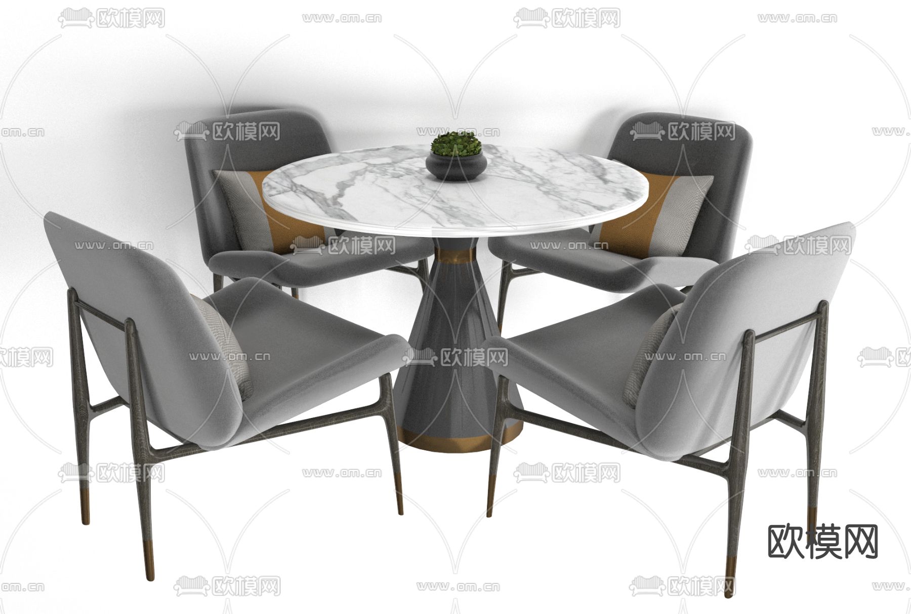 新中式圆形休闲桌椅免费3d模型下载