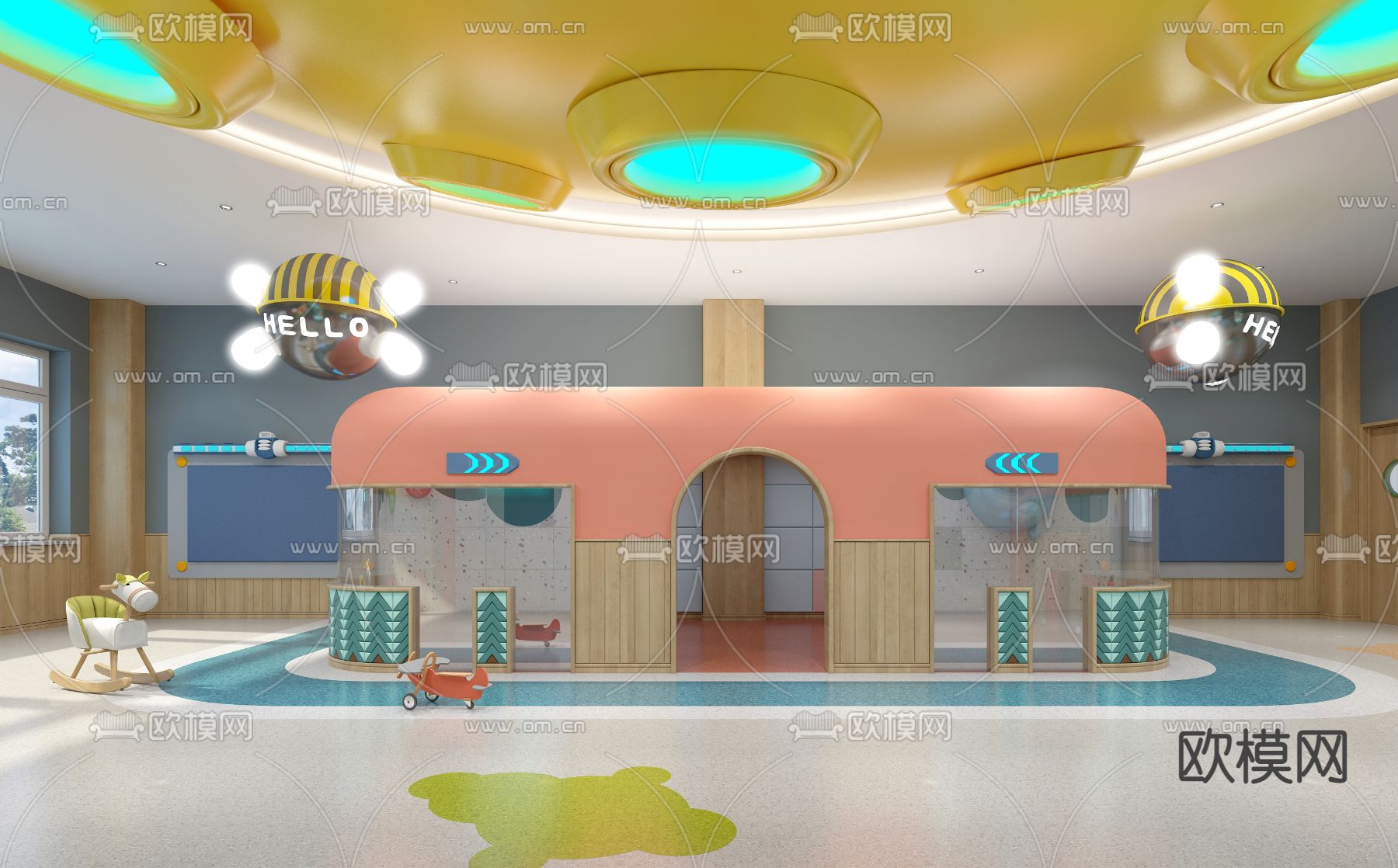 现代幼儿园多功能教室3d模型