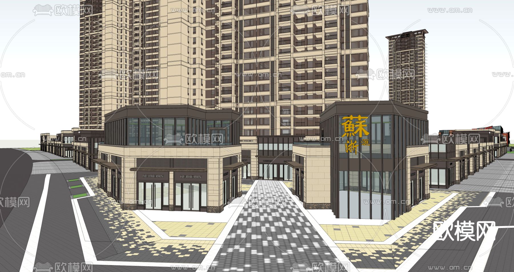 现代商业街su模型