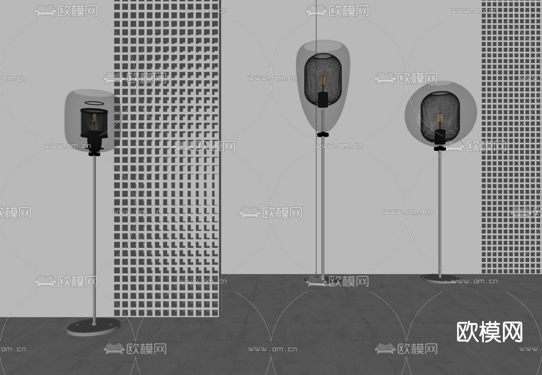 现代玻璃落地灯su模型