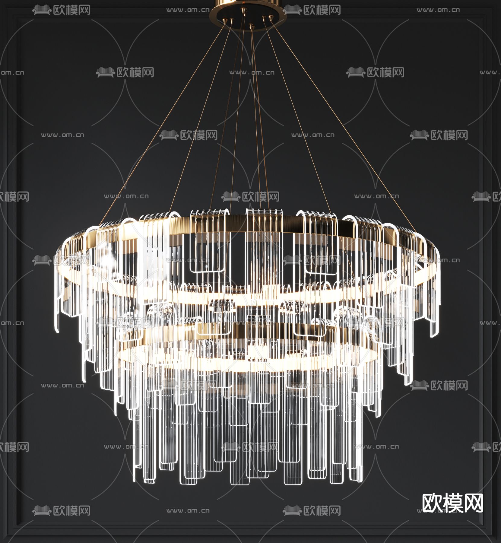 现代多层水晶吊灯3d模型下载