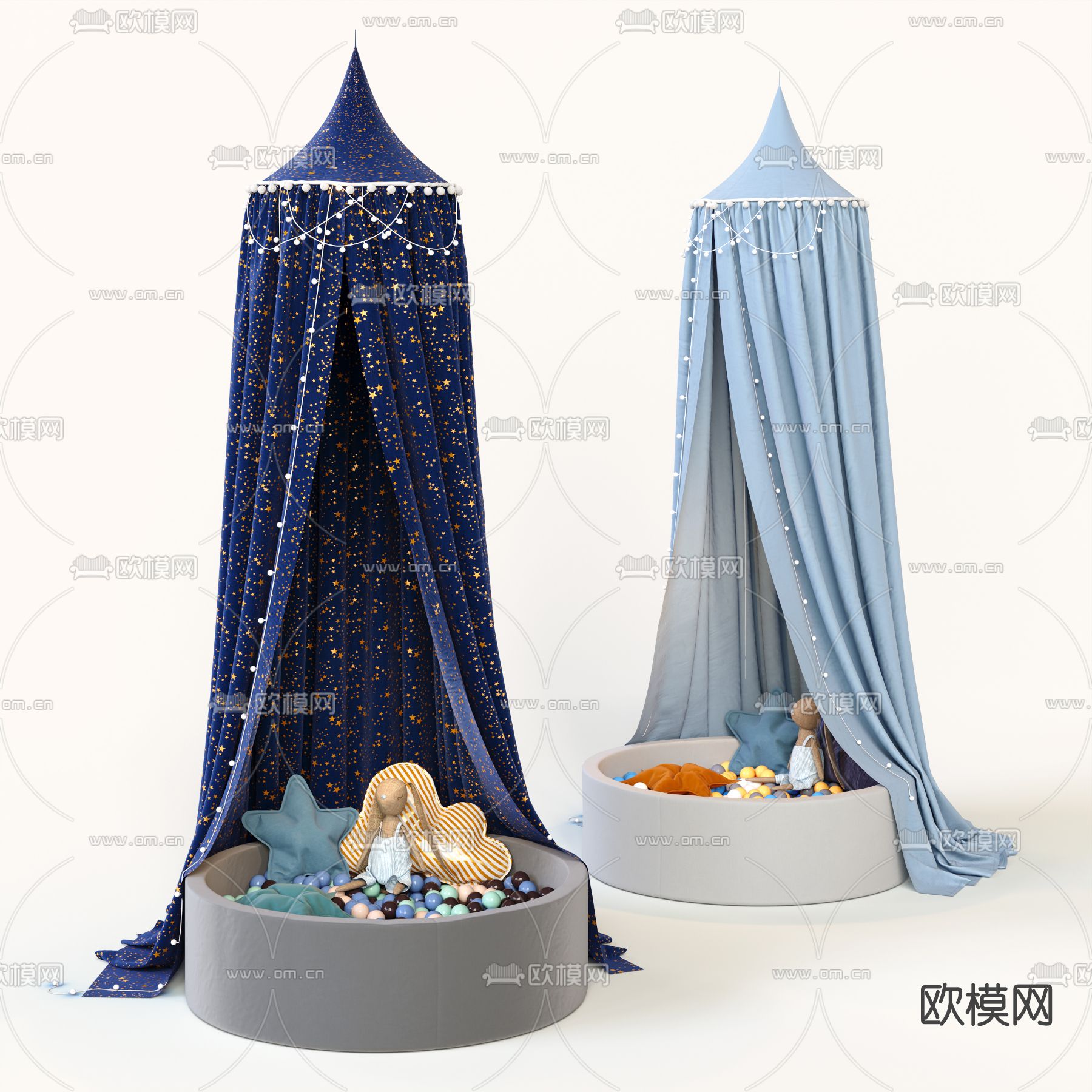 现代儿童帐篷3d模型下载（渲染图1）