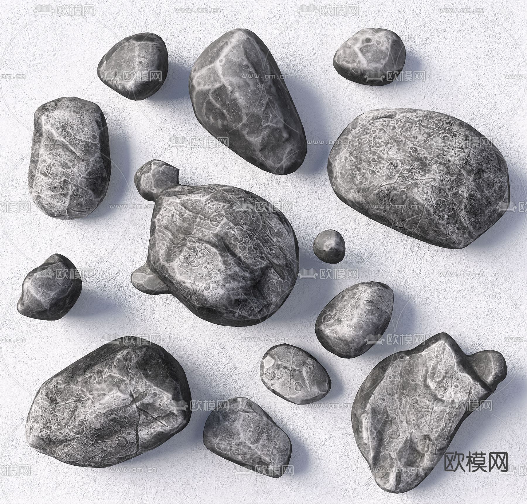 自然风景观假山石头3d模型下载