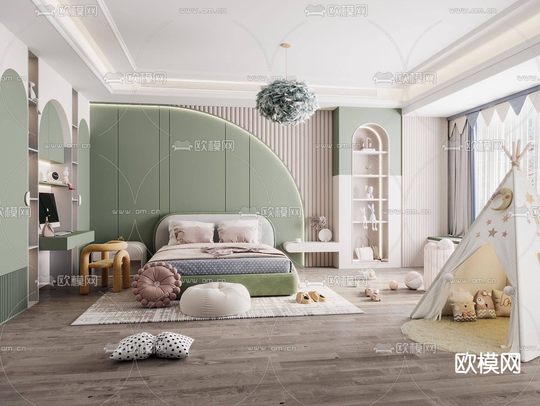 北欧儿童房3d模型下载