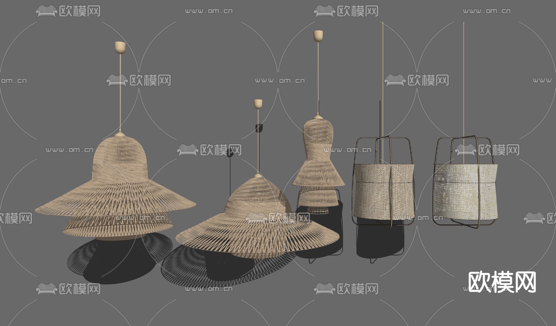 新中式茶室吊灯su模型下载（渲染图2）