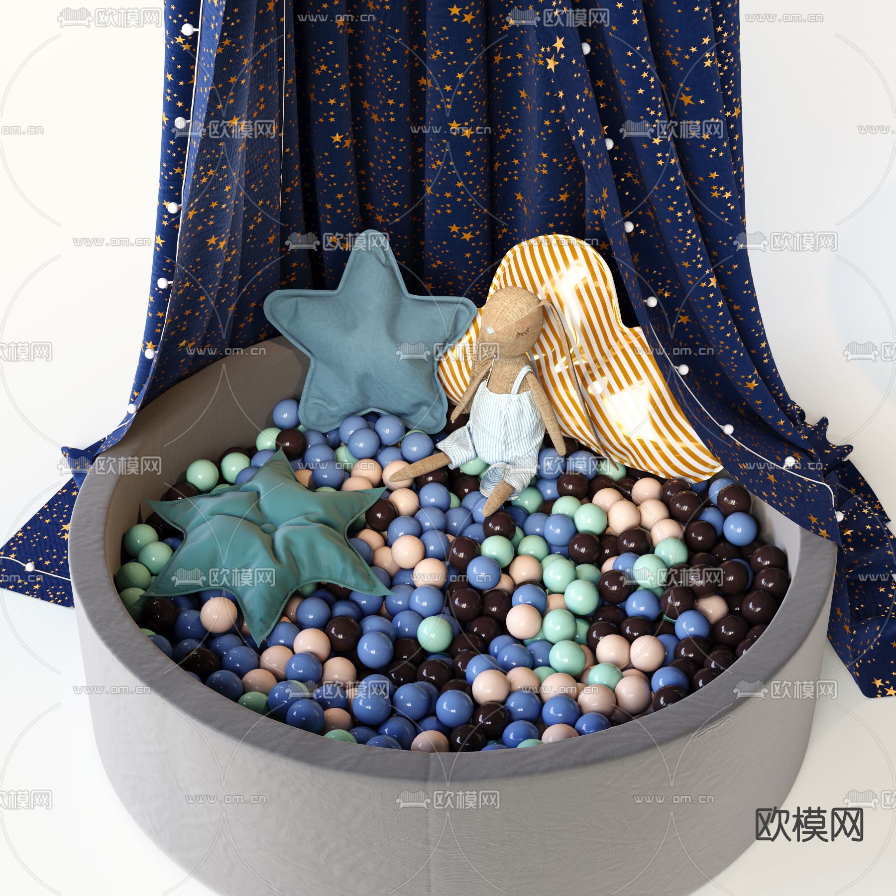 现代儿童帐篷3d模型下载（渲染图3）