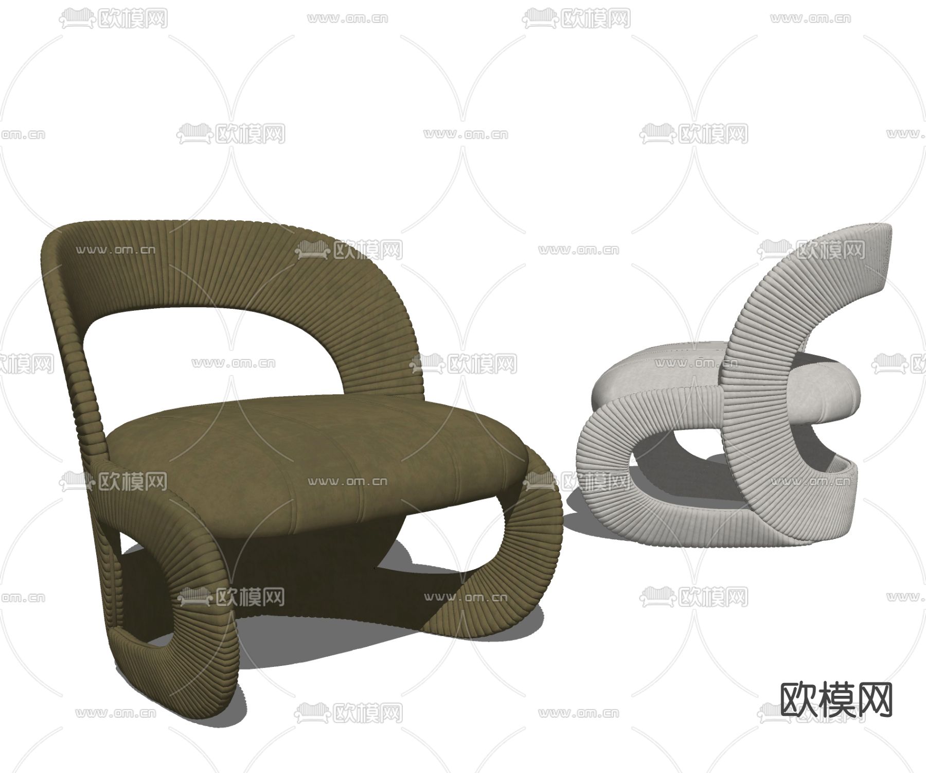 现代休闲椅su模型下载（渲染图2）