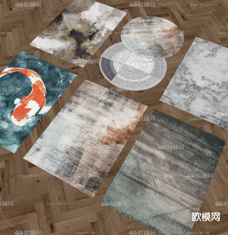 现代布艺地毯su模型