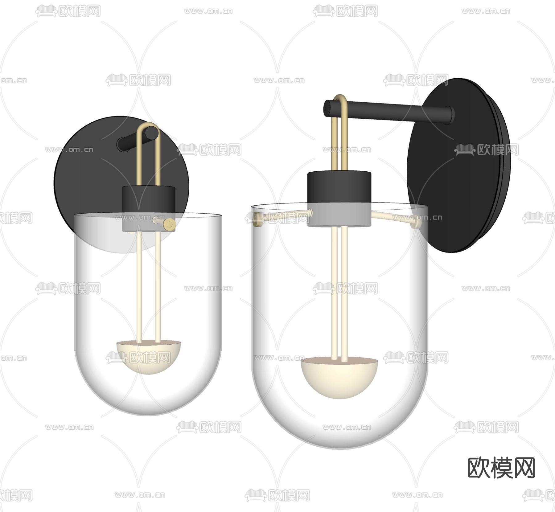 现代金属壁灯su模型