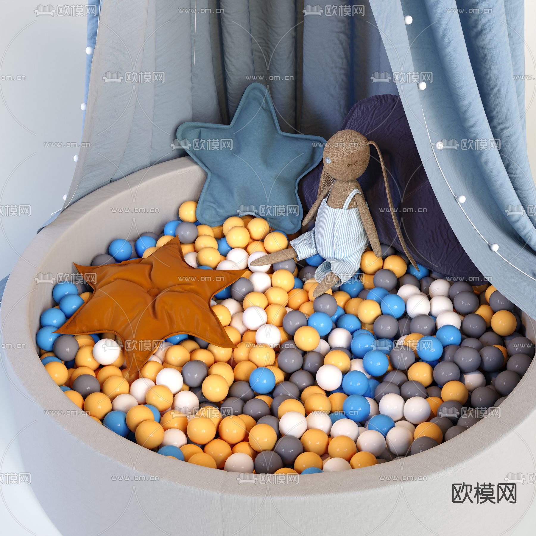现代儿童帐篷3d模型下载（渲染图2）