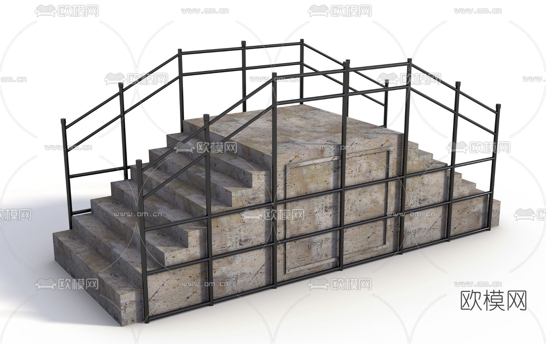 现代楼梯护栏免费3d模型下载