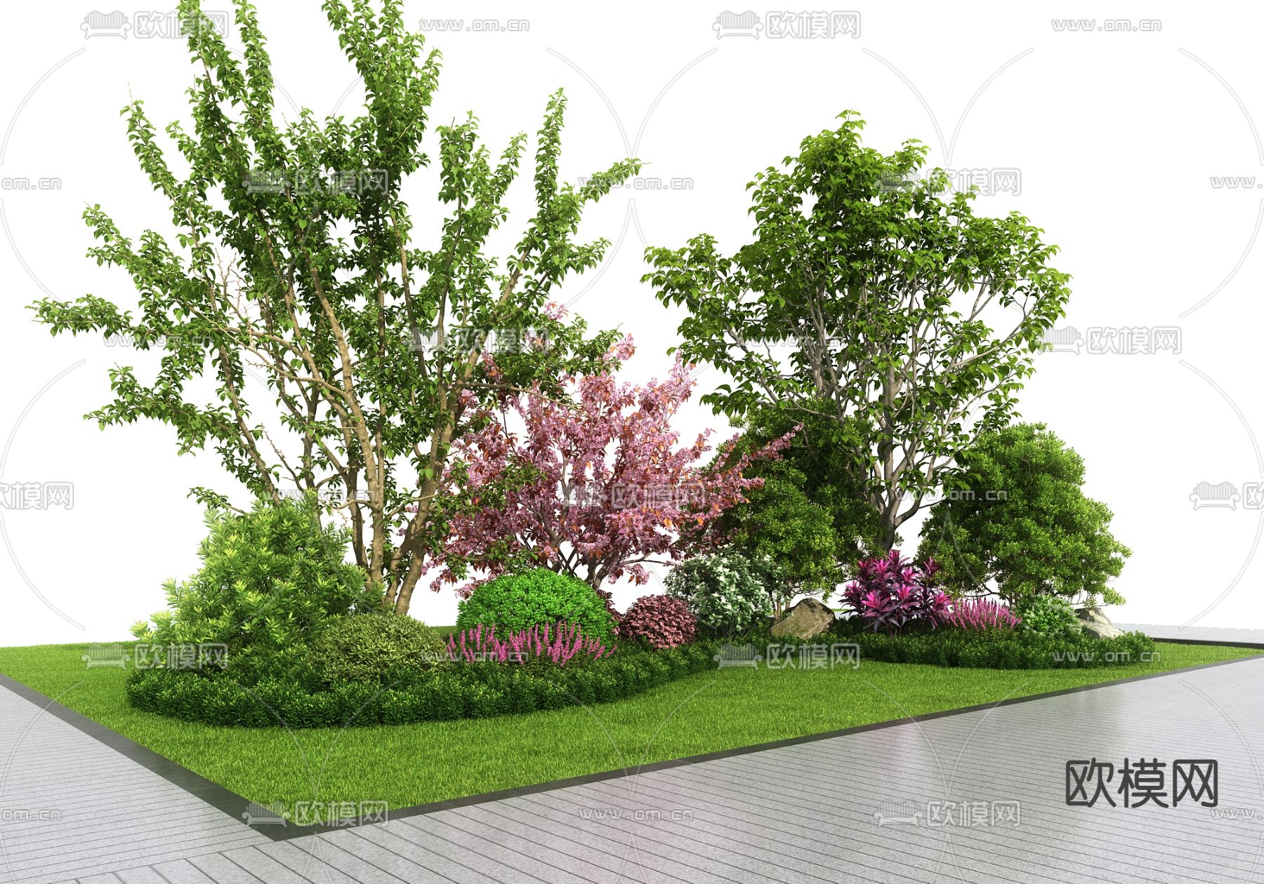 现代植物堆景观小品3d模型下载（渲染图2）