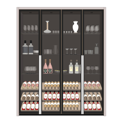 现代酒柜su模型