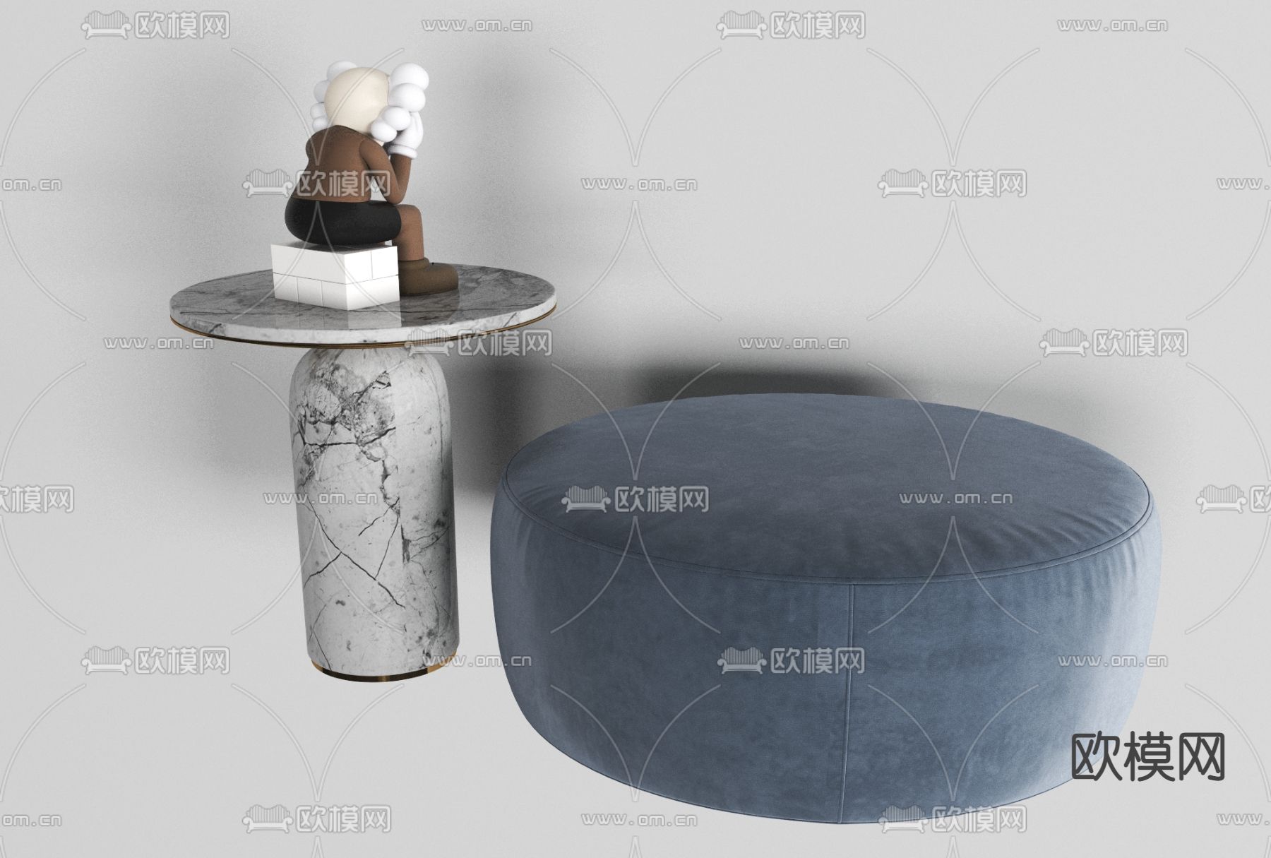 现代布艺凳子免费3d模型下载