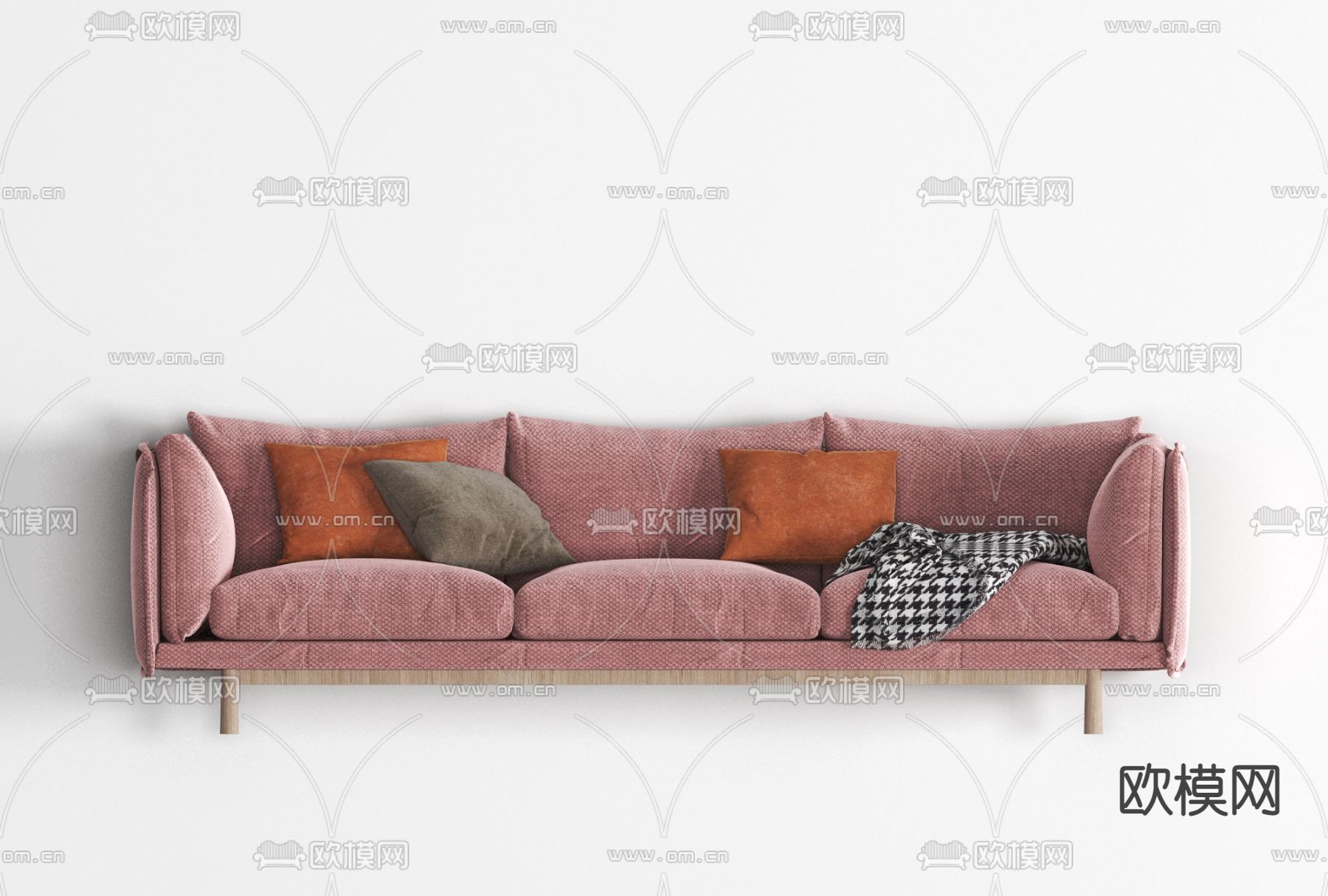 北欧布艺多人沙发免费3d模型下载