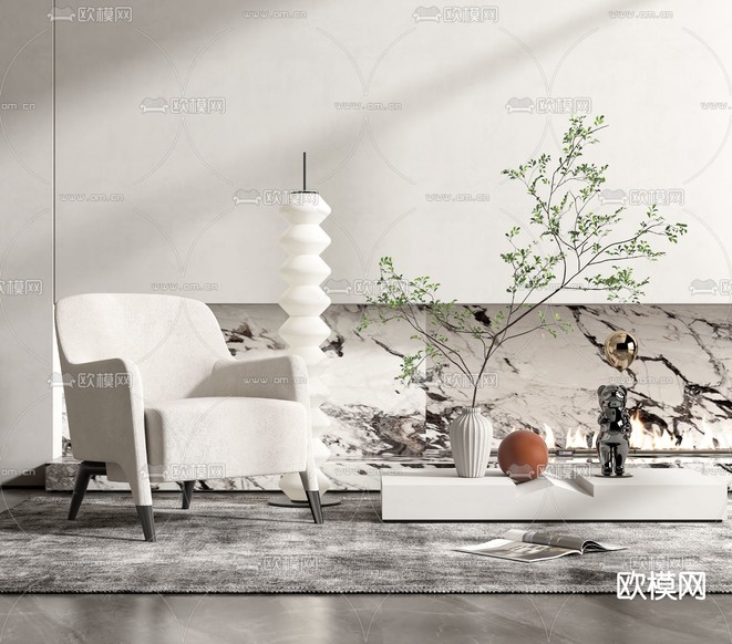 Molteni&C 现代布艺休闲椅3d模型下载