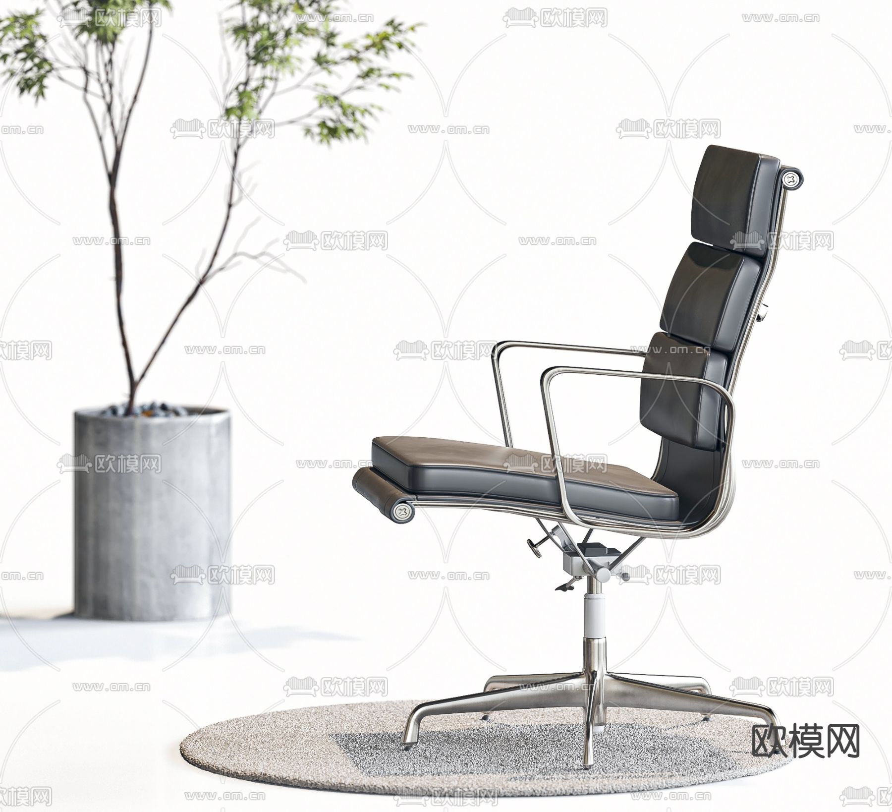 现代皮革办公椅3d模型