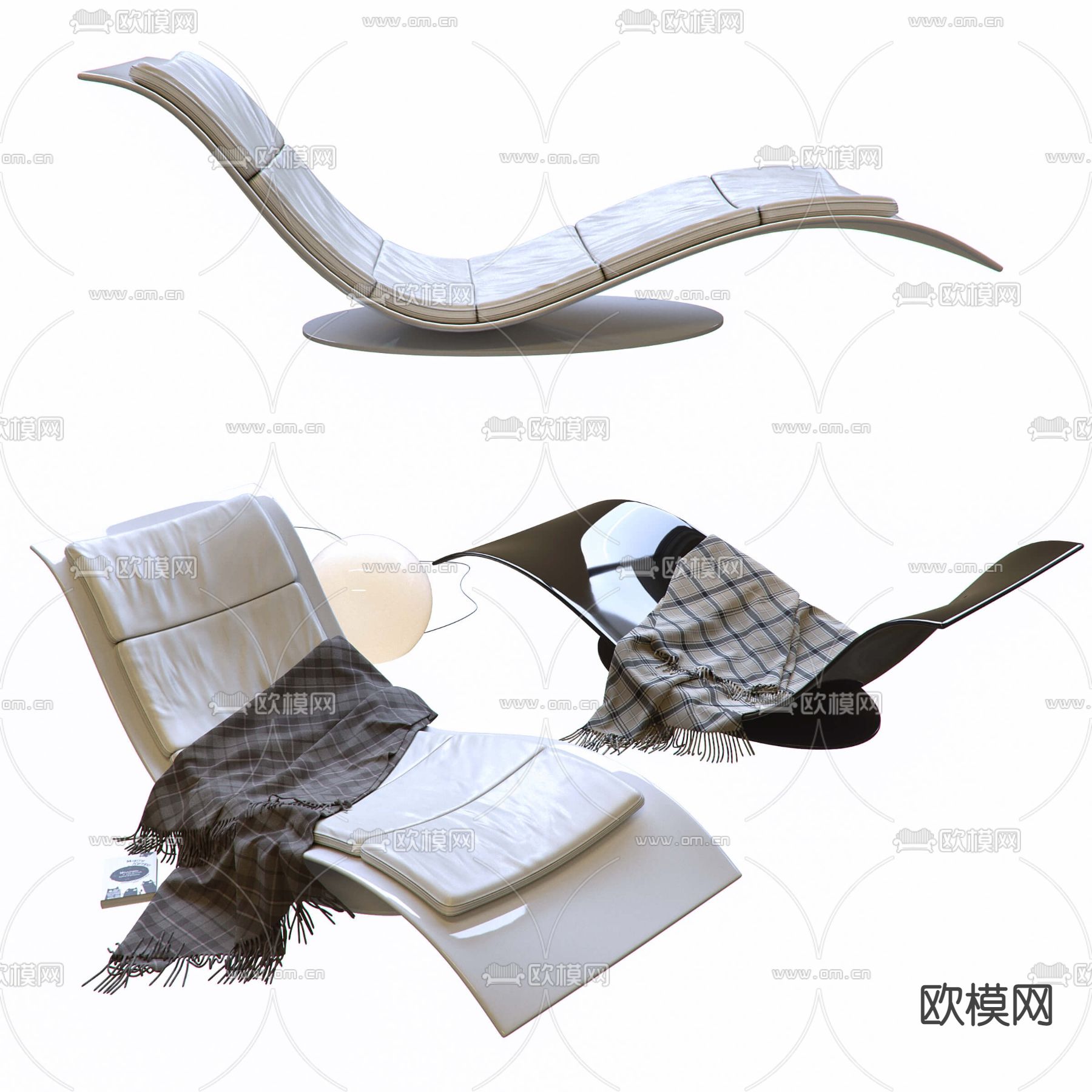 现代休闲躺椅3d模型