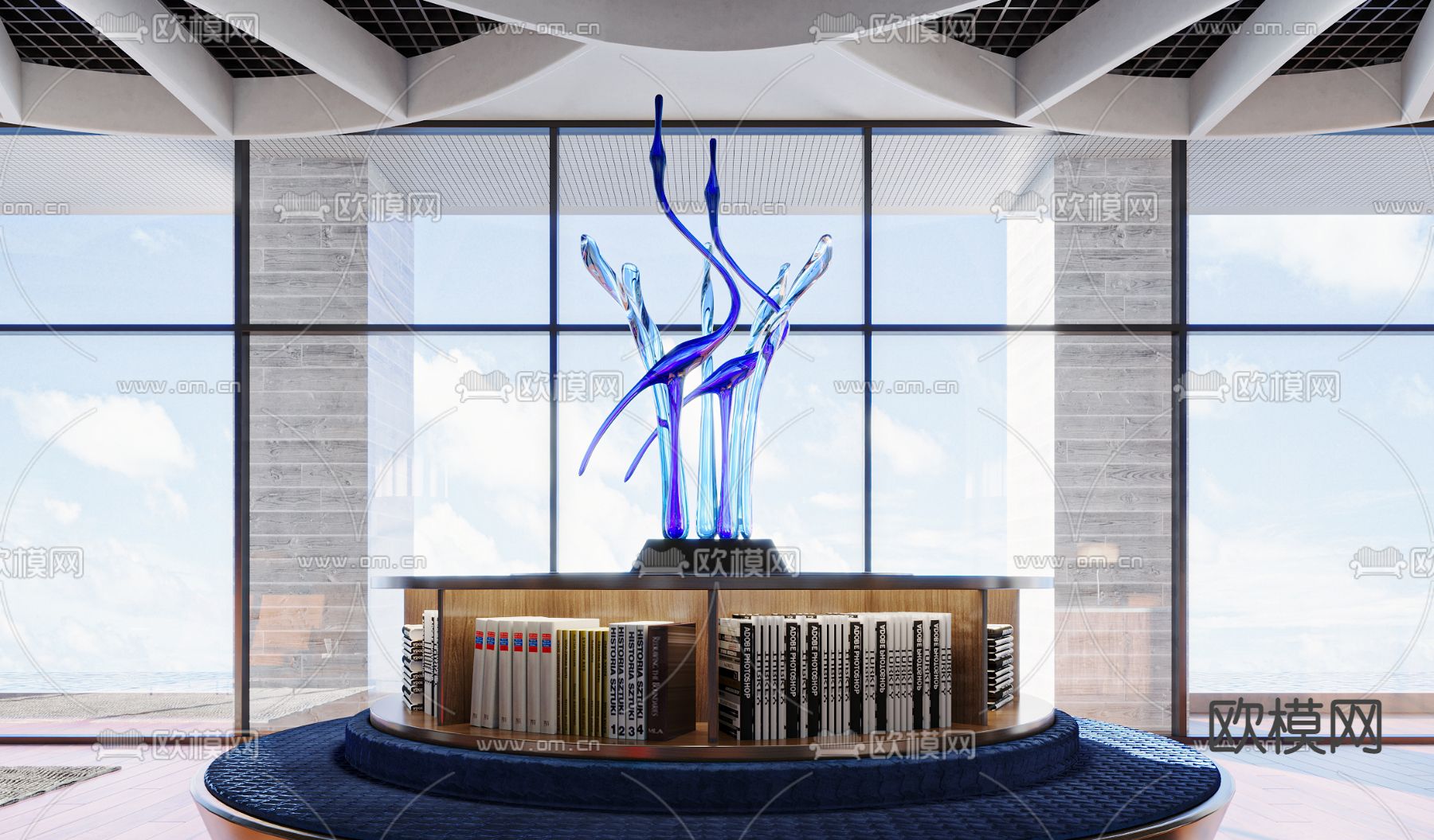 现代办公室休闲区3d模型下载（渲染图4）