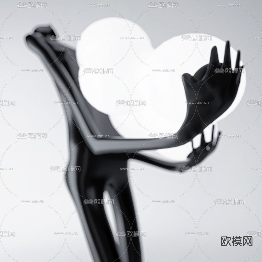 现代抽象雕塑摆件3d模型下载（渲染图3）