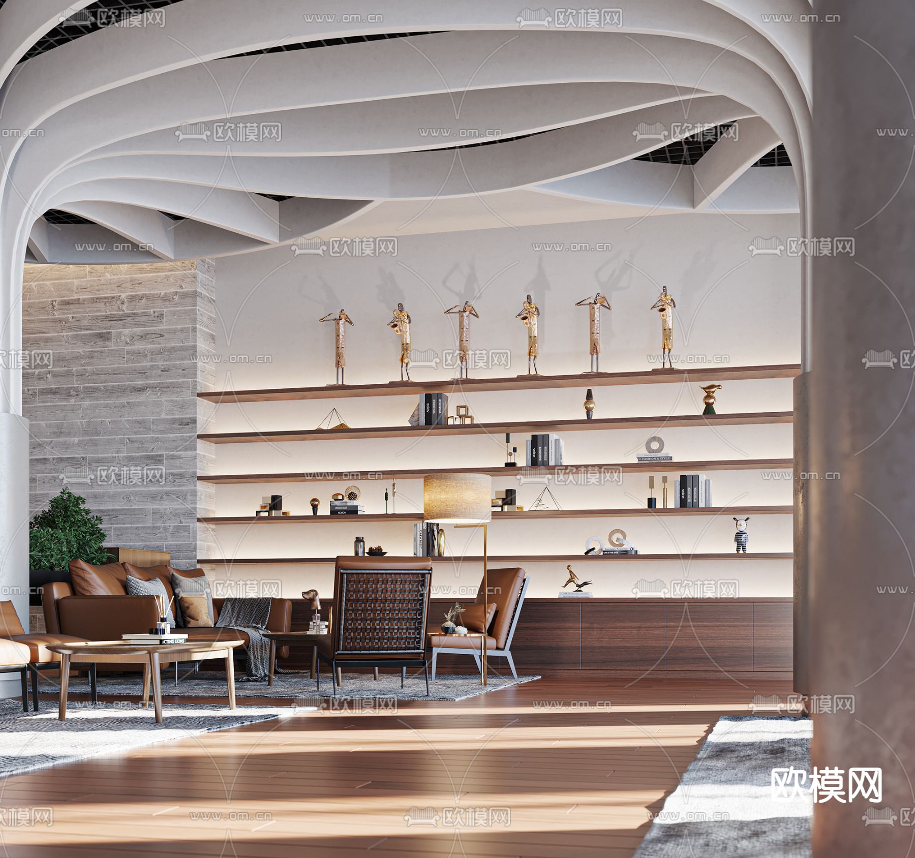 现代办公室休闲区3d模型下载（渲染图5）
