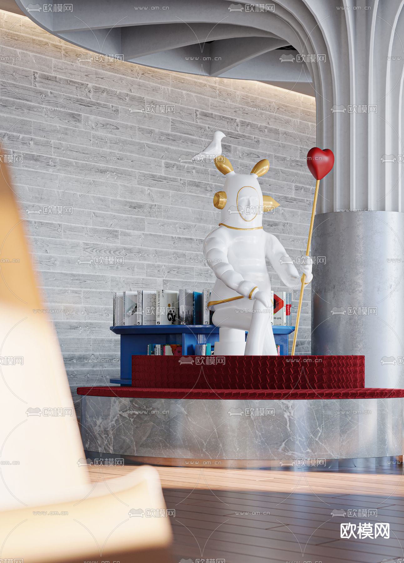 现代办公室休闲区3d模型下载（渲染图3）