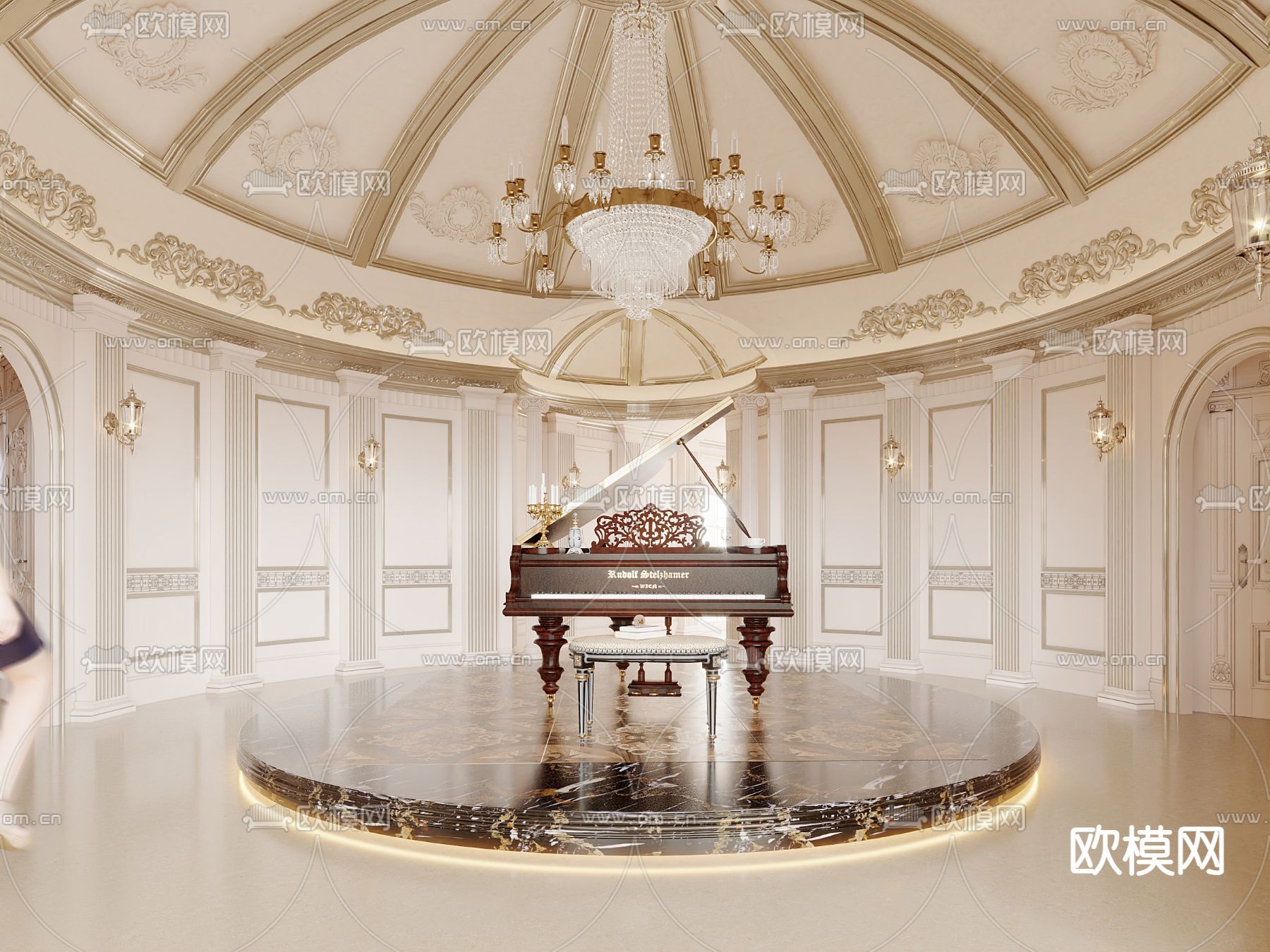 欧式钢琴培训教室3d模型下载
