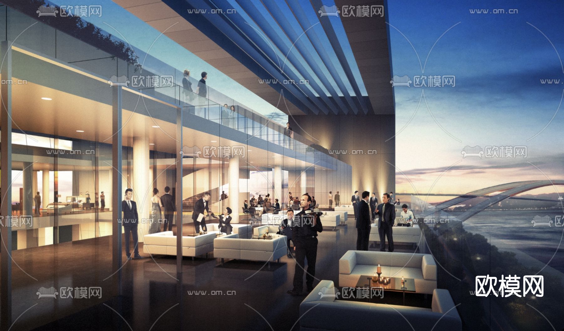 现代办公阳台休闲区3d模型下载