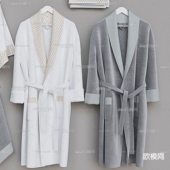 现代浴袍毛巾卫浴用品3d模型下载(渲染图2)