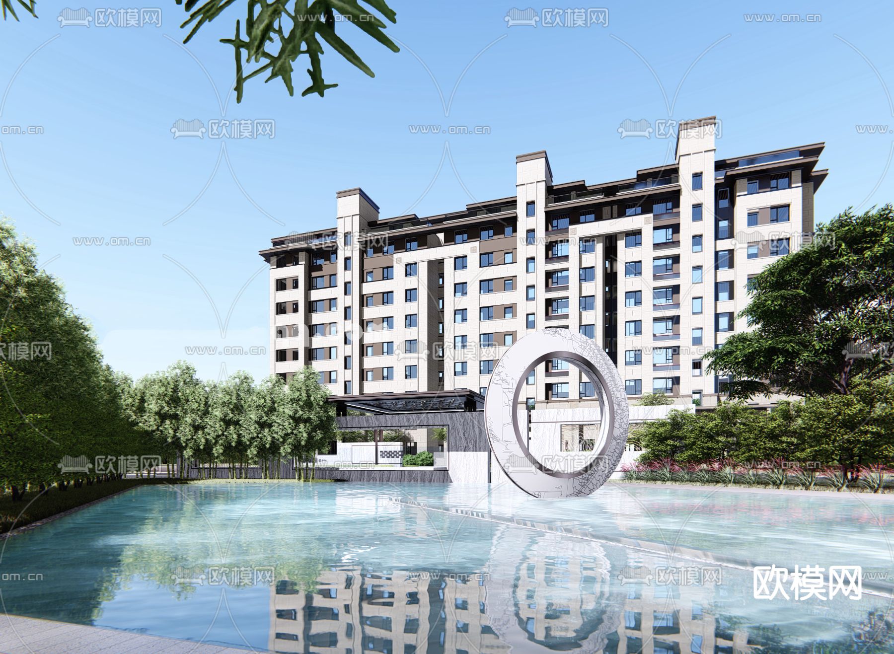 新古典洋房su模型下载（渲染图3）