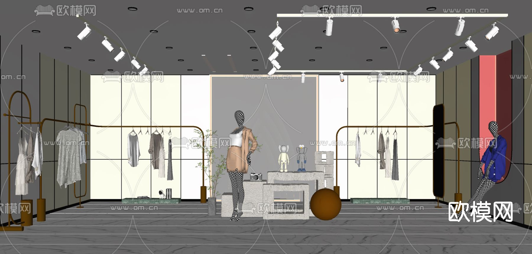 现代女装服装店su模型