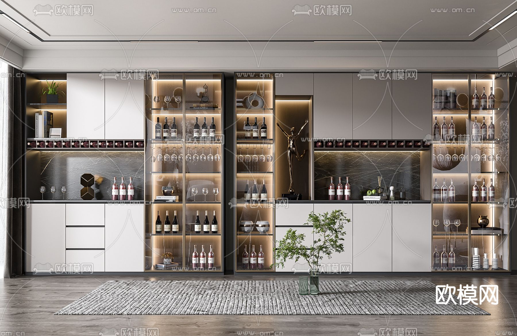 现代多功能酒柜3d模型下载