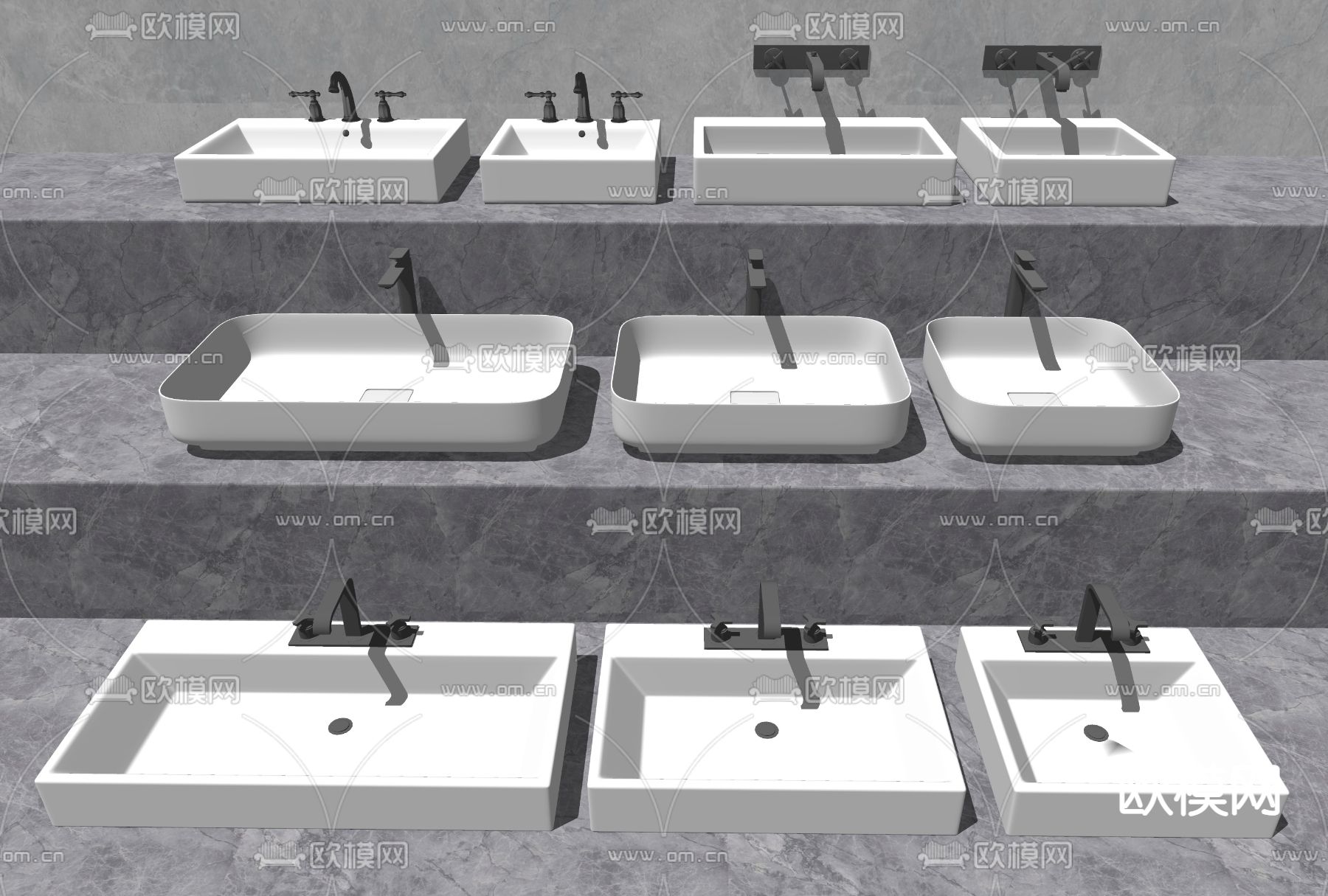 现代洗手盆台盆su模型下载（渲染图2）