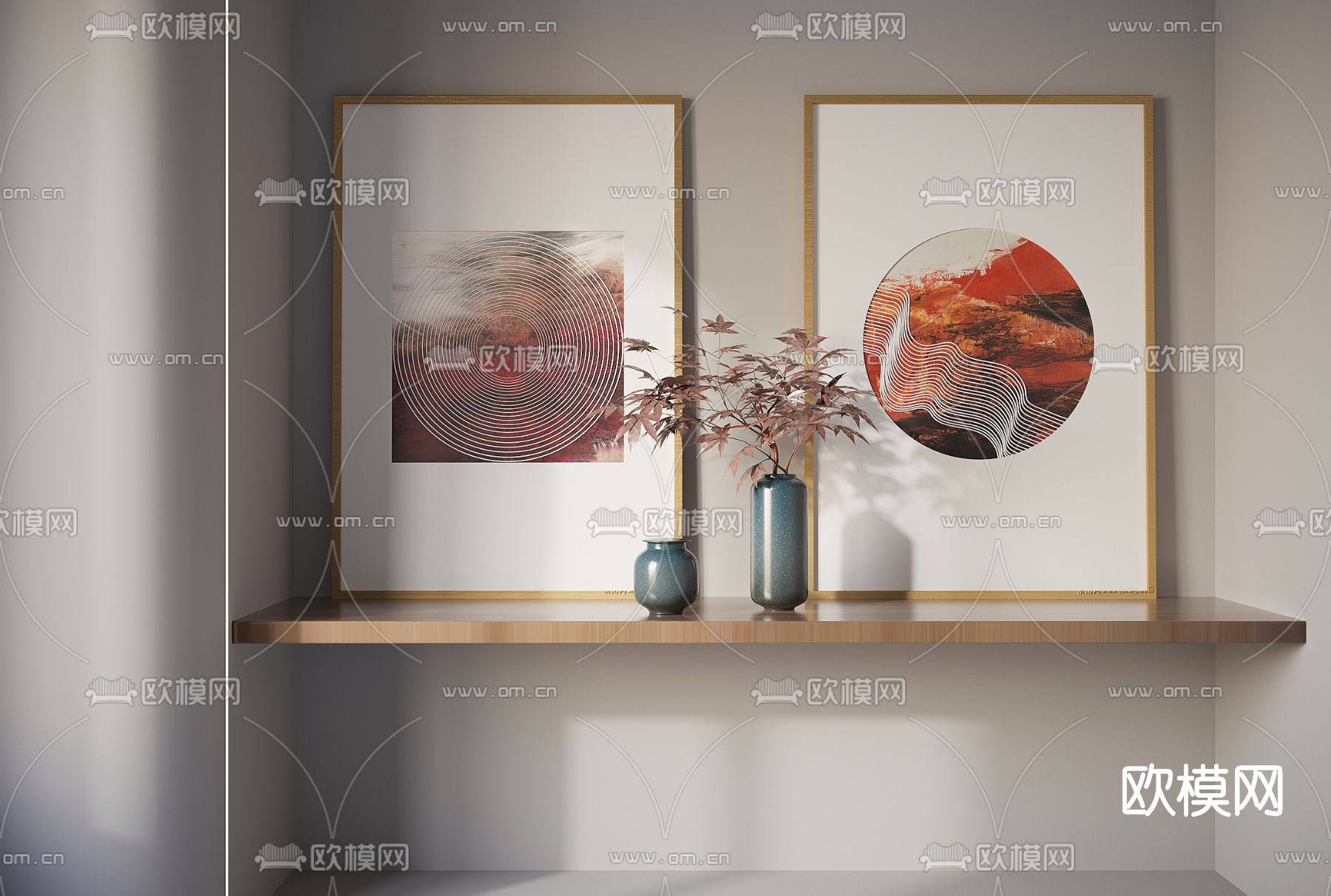 新中式抽象装饰挂画3d模型下载