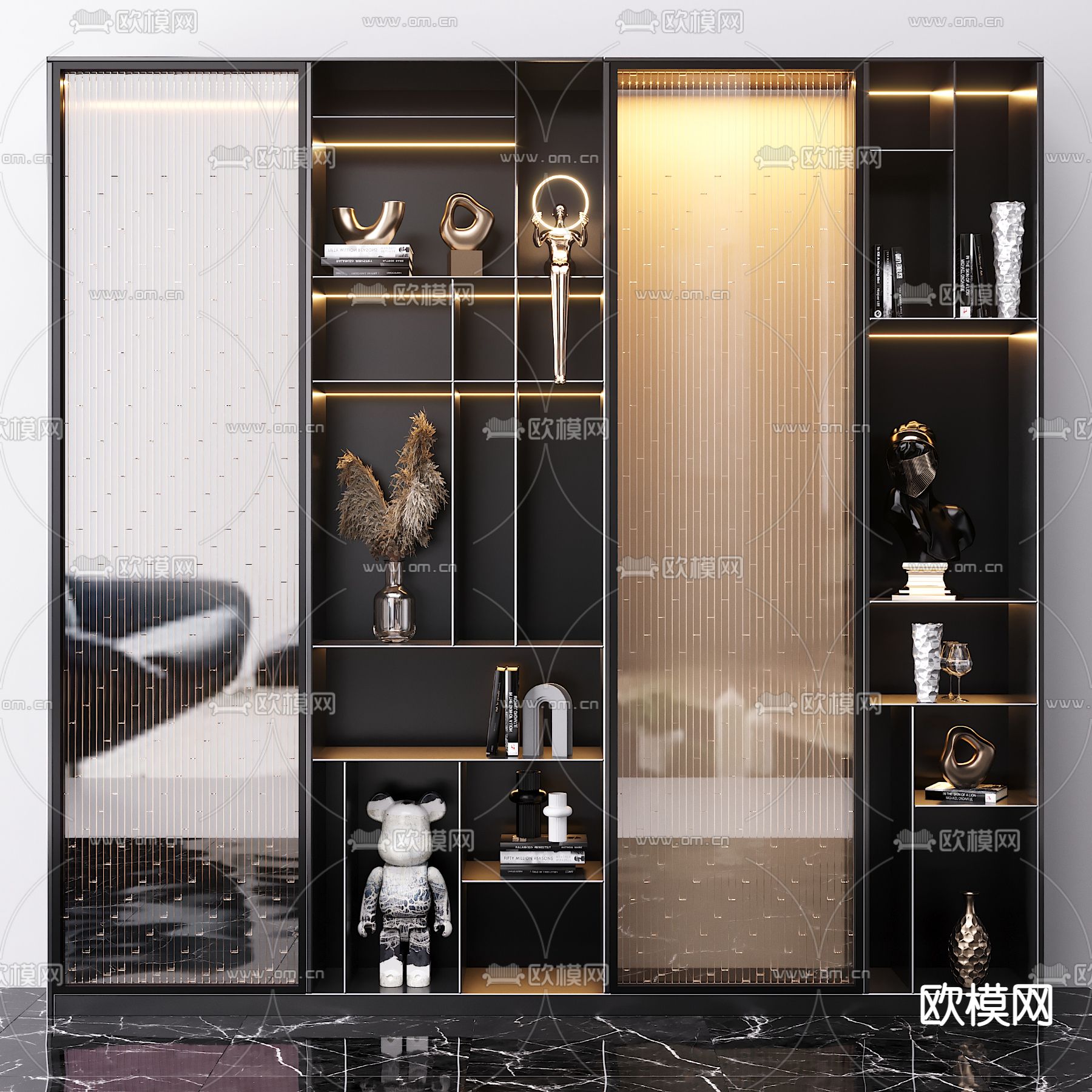 现代轻奢装饰柜3d模型下载
