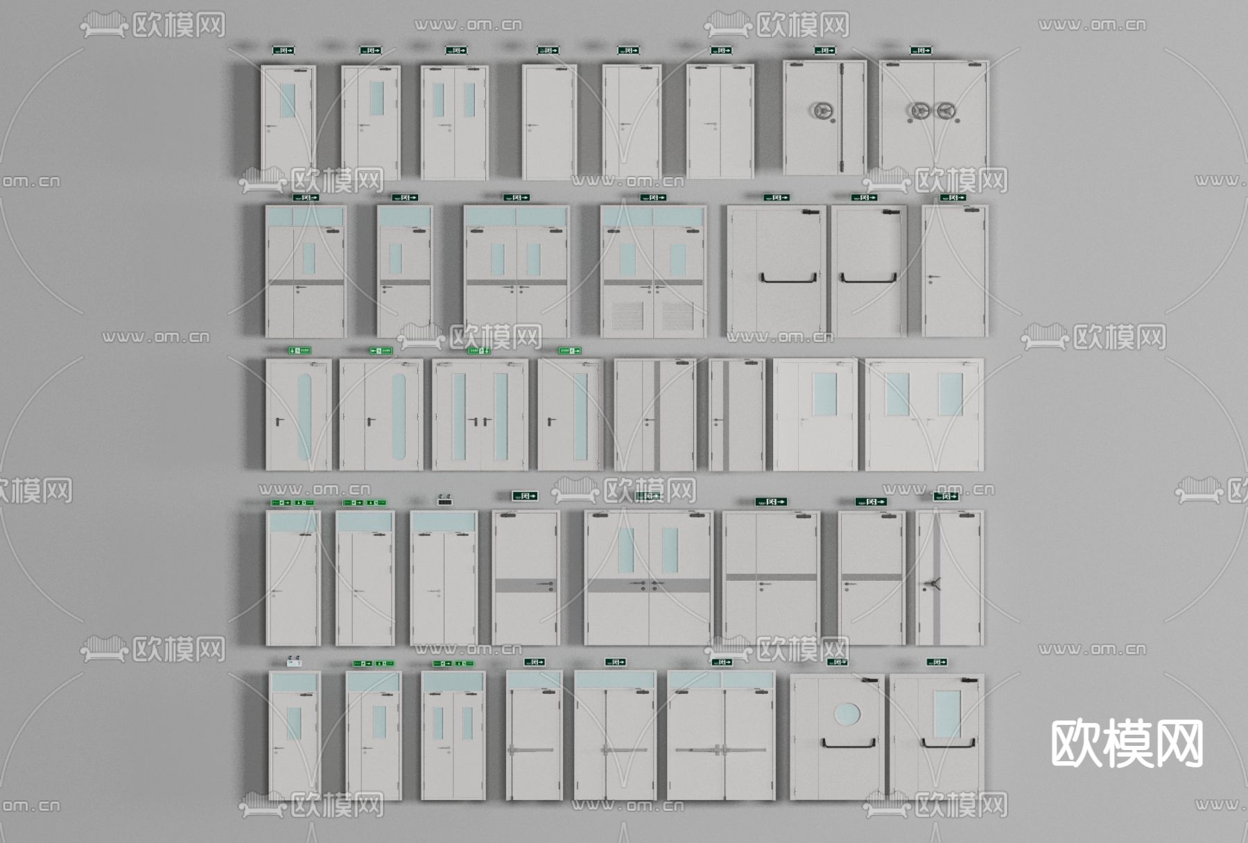 现代安全出口门免费3d模型下载_ID11658782_3dmax免费模型-欧模网