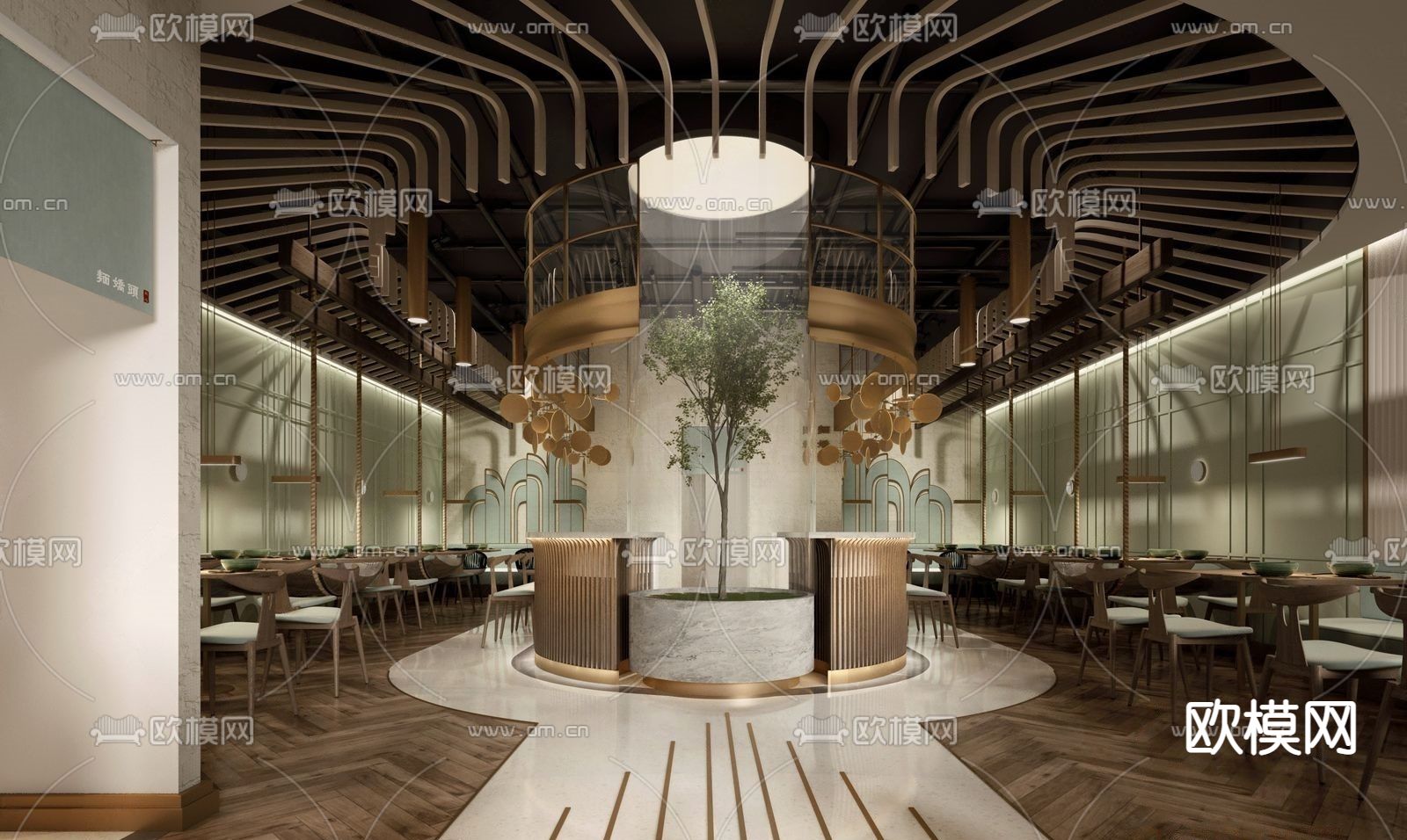 现代轻奢西餐厅3d模型下载