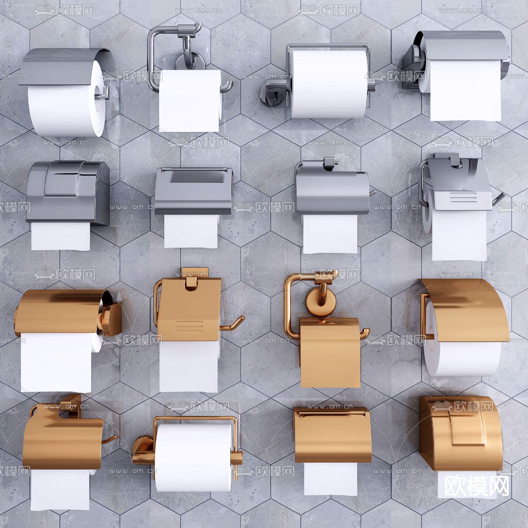 现代厕纸盒纸巾盒su模型下载（渲染图1）