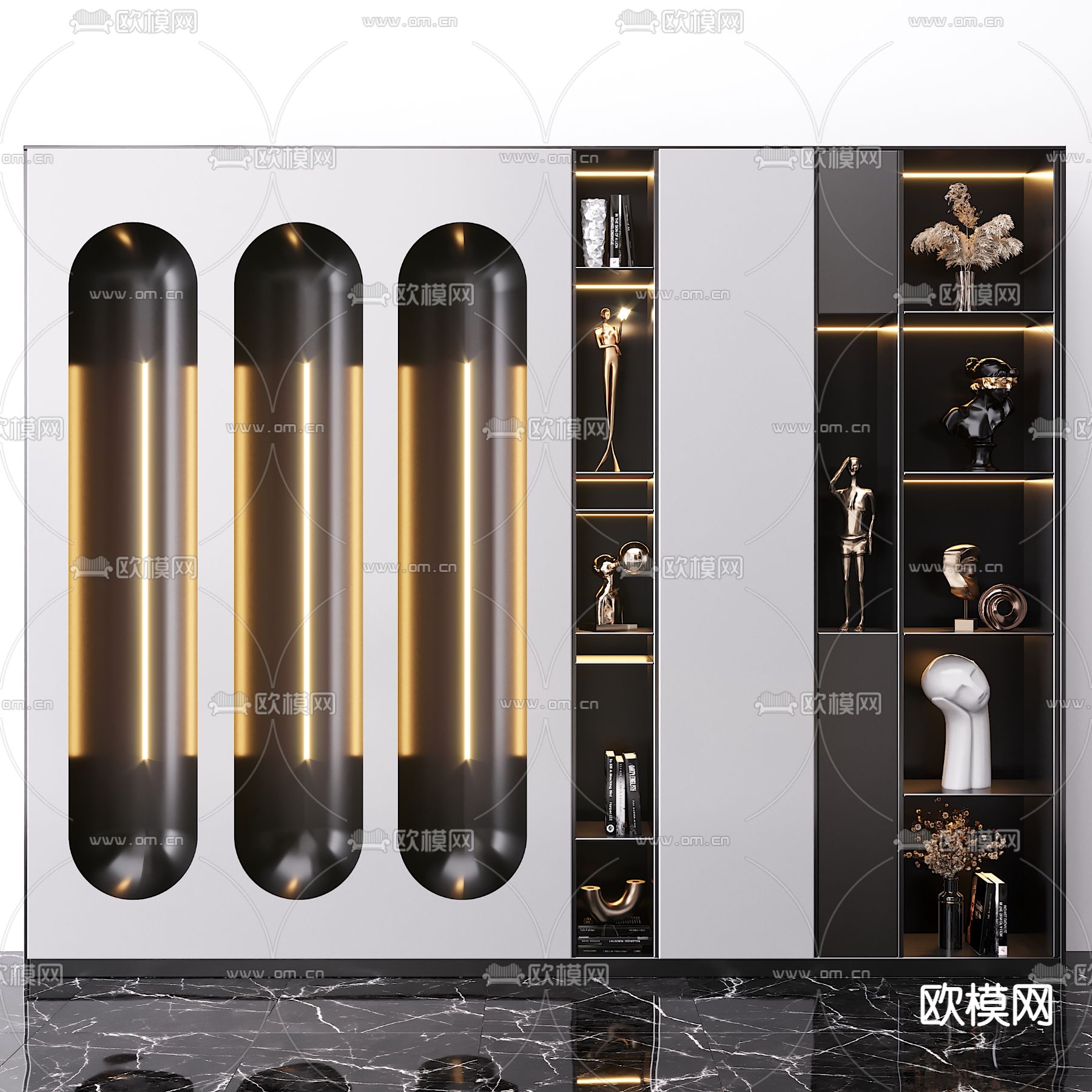 现代轻奢装饰柜3d模型下载