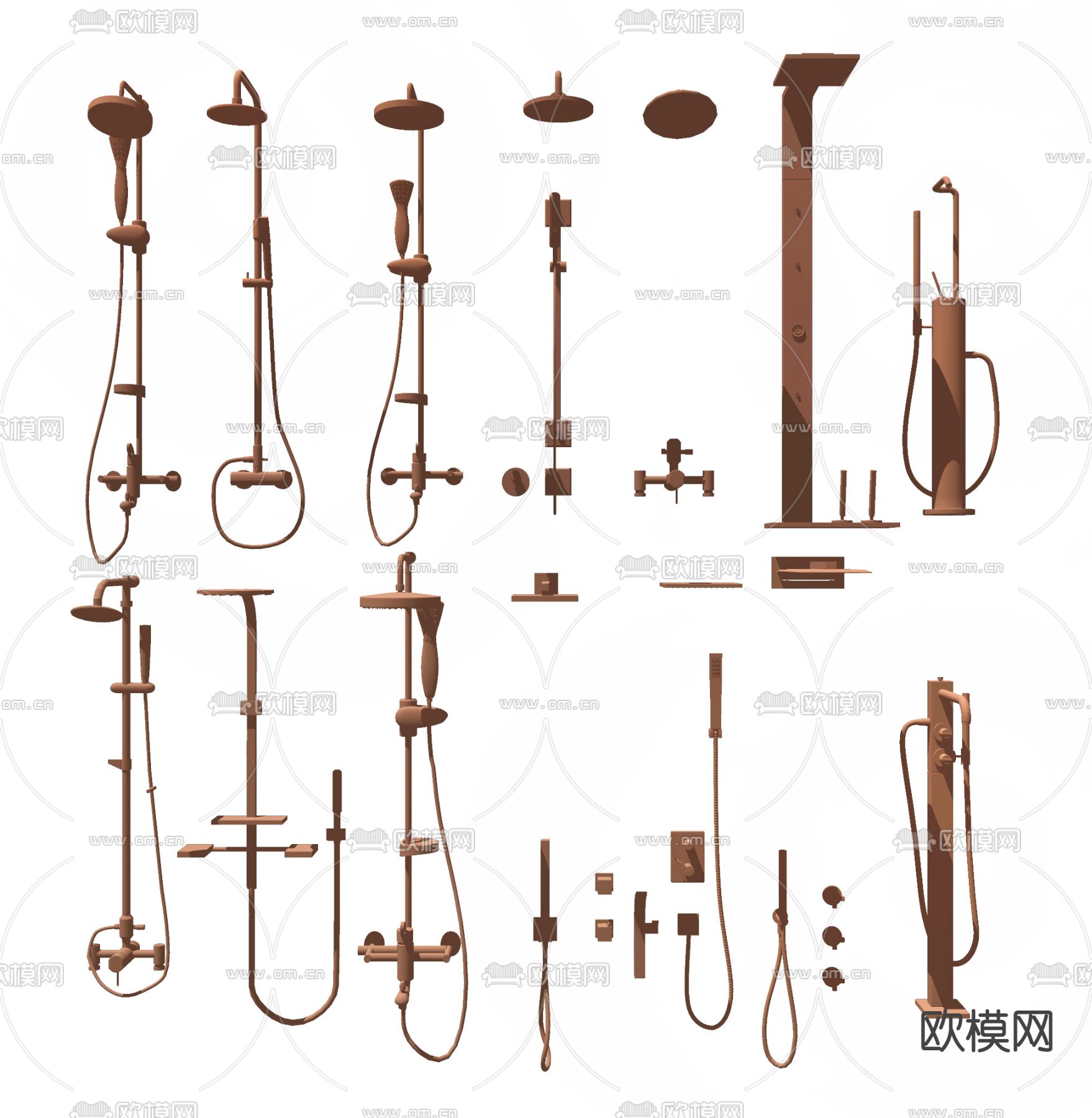 现代淋浴花洒su模型下载（渲染图2）